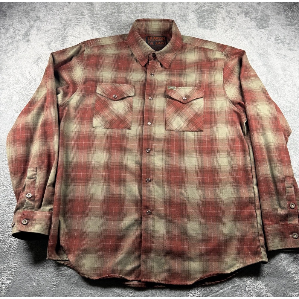 Dixxon The Juarez Shirt Mens L Plaid Pearl Snap Long Sleeve Western